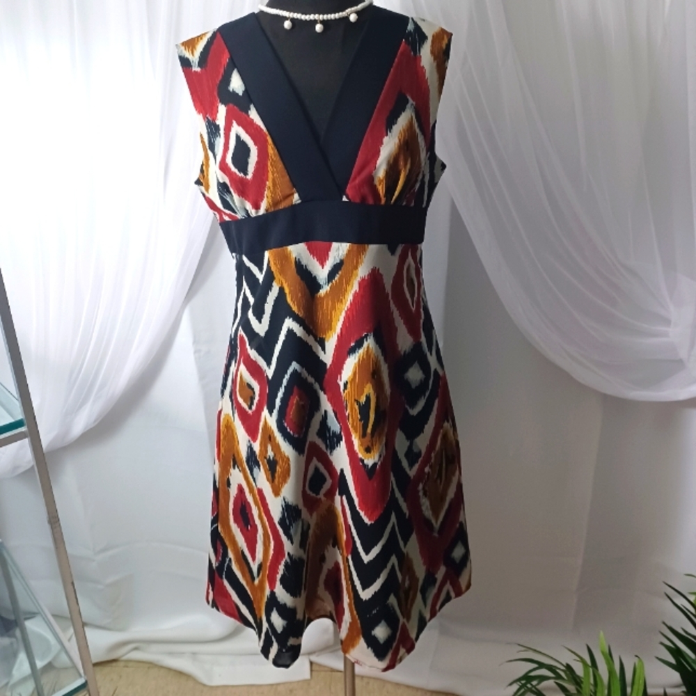 Antthony Original Dress, Sleeveless Abstract Print, Size: XS, Black & Mu…